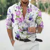 Nueva Camisa de Manga Larga para Hombre con Estampado Floral 3D Camisa de Explosiones Holgada Casual Versátil Camisa con Cuello