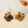 Botas de Nieve Estilo Coreano para Bebé Niña, Zapatos para Niños Pequeños de Suela Suave, Modernos y Versátiles, Botines Cortos Cálidos de Invierno con Forro de Felpa para Niños, Modernos