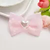Corazón de Malla Bordado con Lazo de Perlas Accesorios DIY para Bolsos, Zapatos, Calcetines y Ropa