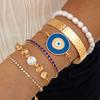 Pulseiras Transfronteiriças Europeias e Americanas, Pulseira Boêmia Olho do Diabo com Senso de Design, Conjunto de Pulseiras Exageradas com Gotejamento de Óleo e Incrustadas com Diamantes