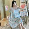 Camisón de Algodón Seda para Mujer de Comercio Exterior Transfronterizo Verano Manga Corta de Alta Gama Dulce Talla Grande Falda de Algodón Seda Primavera y Otoño Fino Falda para Casa