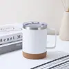 Taza de Oficina de Acero Inoxidable 304 Transfronteriza con Base de Corcho Termo Taza con Asa para Vino Tinto 12oz/16oz
