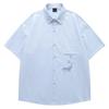 Nueva Camisa de Estilo Chino Estilo Nacional para Hombre Verano 2025 Nueva Moda Top Retro Camisa con Diseño de Bordado de Delfín para Hombre