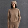 Cashmere Feminino Primeira Linha Prêt-à-porter Gola Alta Meia Manga Solto Casual Moda Versátil Tricô Outono e Inverno Novo Tricô de Cashmere