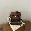 Bolsa de telefone fofa e versátil com tema de gato para mulheres, adequada para o dia a dia casual, sair e fazer compras, com um design de moda transversal com estampa de leopardo fosca