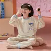 Suéter de Algodón Holgado para Primavera y Otoño para Niños y Niñas de Tallas Mediana y Grande Ropa de Casa Pijamas Pantalones de Manga Larga de Dibujos Animados para Adolescentes