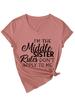 Amazon Ebay Carta Casual Versátil YO Soy la Hermana Mediana Camiseta de Manga Corta con Cuello en V para Mujer