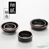Plato con sabor a melamina, de plástico negro, de dos compartimentos, plato de acompañamiento de tres compartimentos, olla caliente al estilo coreano, plato para salsa para mojar, condimento para barbacoa, comercial