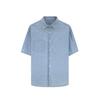 Camisa de Manga Corta para Hombre Estilo Coreano INS a la Moda Guapo Top de Verano Holgado Casual Manga Media Camisa de Mezclilla Lavada para Hombre