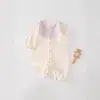 Enterizo con ribete de encaje nuevo primavera y otoño sin huesos para bebé de manga larga lindo mameluco para niño pijamas hipoalergénicos estilo coreano