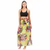 Ropa de Playa de Buena Calidad Transfronteriza Talla Grande Estilo Europeo y Americano Estampado de Leopardo Estilo Playa Blusa de Bikini Vestido Cruzado con Cordones Ropa Protectora Solar