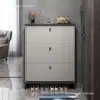 Zapatero ultradelgado estilo italiano para entrada de casa, gran capacidad, espacio pequeño, mueble para recibidor, zapatero de almacenamiento moderno simple