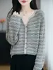 Suéter con Cuello en V y Corte Irregular con Hilo Especial 2026 para Mujer, Tejido Calado Inspirado en el Diseño, Corte Irregular Único para Mujer