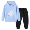 Nova coleção primavera e outono 2023 roupas infantis transfronteiriças conjunto de duas peças com moletom com capuz e calça infantil terno de algodão de manga longa para bebê