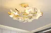 Lustre de Flor Cerâmica Retrô Francês Cobre Total Luxo Leve Villa Restaurante Sala de Estar Luminárias de Arte para Designer