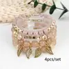 Pulsera de venta caliente transfronteriza colgante de hoja bohemia cordón elástico de cuentas multicapa joyería cuadrada para foto de playa