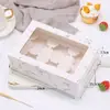 Em estoque 2/46 Caixa para Cupcake Não Portátil Cor Sólida Transparente Caixa para Muffin Couro Vaca Caixa para Assados West Point Atacado