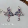 Novos Brincos Longos de Leque Full Diamond Estilo Chinês, Luxo Leve, Estilo Palácio Retrô, Brincos de Tarraxa com Artesanato Pesado, Acessórios de Orelha Exquisitos de Nicho