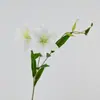 Lírios Artificiais de Pétalas Duplas (2 cabeças) 69cm - Flores Artificiais de Alta Qualidade para Decoração de Mesa, Decoração de Casa de Luxo Leve Estilo Europeu, Adereços de Fotografia