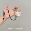 Collar Largo tipo Halter con Colgante de Gato Kt de Cuero Infantil y Lindo para Mujer, Colgante Exquisito y Dulce para Bolso o Teléfono Móvil