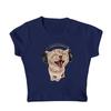 Camiseta Feminina Slim-fit Emagrecedora Estilo Spice Girls Transfronteiriça Estampa de Gato Verão Sem Mangas Peça Versátil