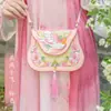 [Qian Li] Bolso de Solapa Diagonal Estilo Antiguo Dinastía Han Bolso de Accesorios Dinastía Han Bolso Cruzado Bordado para Adulto