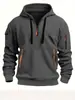 Sudadera con capucha, cremallera, múltiples bolsillos, chaqueta tipo pullover con capucha, para hombre, forrada de polar, para otoño e invierno, transfronteriza