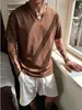 Camiseta casual y relajada de manga corta para hombre, colección de verano 2026, fresca y transpirable, con cuello en V pequeño y corte holgado