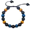 Amazon Venta Caliente Transfronteriza Pulsera de Piedras Naturales Hecha a Mano Ágata Negra Ojo de Tigre Joyería para Hombre en Stock Al Por Mayor