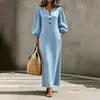 Verão 2026 Nova Moda Europeia e Americana Roupas Femininas Vestido Elegante e Simples de Cor Sólida