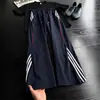 Cleanfit Calça Masculina de Seda de Gelo Listrada Desconstruída Americana Verão Canalha Bonito Calça de Perna Reta High-End Calça Casual Solta