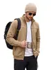 Amazon Chaqueta Cardigan de Manga Larga Casual para Exteriores para Hombre Otoño Invierno Cuello Alto Tela Cepillada Bolsillo Lateral con Cremallera