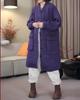 Jaqueta Matelassada de Comprimento Médio Feminina Inverno Artística Retrô Solta Plus Size Gola Alta Bolsos Duplos Jaqueta Acolchoada de Algodão 6881