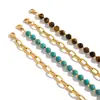 Pulsera apilable de acero inoxidable azul turquesa y ojo de tigre de Jieding, estilo europeo y americano, con joyería de titanio accesible de lujo y de alta gama que no se decolora