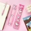 Sanrio Kirby Bala Desenho Animado Fofo Régua de Óleo com Glitter Estudante Papelaria 20cm Linha Ondulada