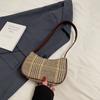 Bolso bandolera de hombro a cuadros coreanos de moda para mujer, otoño e invierno 2024, bolso cuadrado pequeño retro a juego.