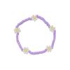 Pulseira de contas de arroz florzinha com cordão elástico, estilo boho para praia e férias, pulseira de margarida para mulheres