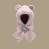 Conjunto Todo en Uno de Gorro y Bufanda para Mujer Otoño e Invierno Gorro de Felpa Cálido Forrado de Polar Protector de Cuello con Capucha a Prueba de Frío para Niños Set de Dos Piezas