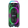 Altavoces Bluetooth de Doble 8 Pulgadas con Luces de Colores de Venta Caliente Transfronteriza, Altavoces Subwoofer Portátiles para Fiestas de Karaoke al Aire Libre