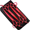 Set de tijeras para mascotas de 7 pulgadas multicolor opcional tijeras de corte recto dientes Tijeras Roja Morada Siete colores fábrica de tijeras