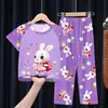 Pijama Nuevo al por Mayor para Niños Primavera y Verano Pantalón de Manga Corta Traje de Niño de Carreras Dibujo Animado Princesa Niña Ropa de Casa