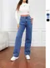 Comércio Exterior Transfronteiriço Roupas Femininas Novo Estilo Europeu e Americano Jeans Lavado Feminino Moda Outono e Inverno 2025 Calças Retas Largas Atacado