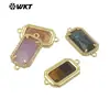 WT-C326 opcional multicolor piedra natural rectángulo circonita adornos conectores colgantes accesorios para joyería DIY