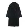 Ropa de mujer estilo europeo 2026 Otoño/Invierno nuevo color liso manga larga suave holgado longitud media abrigo top chaqueta simple