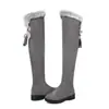 Suministro Transfronterizo Botas de Piel de Conejo con Puño Otoño e Invierno Nuevas Planas Botas para Mujer Aspecto Adelgazante Botas Altas hasta la Rodilla 40-43 Talla Grande En Stock