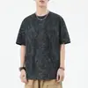 Roupas Novo Verão Tops Soltos de Manga Curta Versátil Camiseta de Gola Redonda Marca da Moda Masculino Casual Berlim Simples Preto