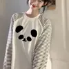 Moda Feminina Outono Inicial 2025 Manga Longa Color Blocking Fina Versátil Preguiçoso Casual Ins Solto Tendência Top