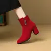Terciopelo Talla Gruesa Botas de Jinete Nuevas 33 Botas de Tacón Alto Mate 52 Botines Mujer Talla Amazon 2024 Comercio Exterior Rojo