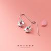 Pendientes de Flor de Plata S925 Nalan para Mujer Estilo Mori Dulce Fresco Huecos de Cinco Pétalos Pendientes Cortos G8845