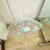 Paraguas Plegable Transparente Totalmente Automático Temática de Gato y Trébol de Cuatro Hojas para Estudiantes, Estilo Coreano, 70% de Descuento, Manual, Fresco y Moderno, Versión Engrosada de Diosa Influencer